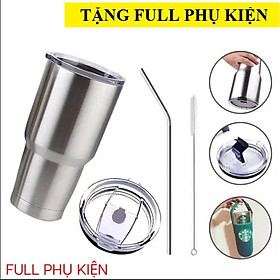 Ly Giữ Nhiệt 900ml Bằng Inox giữ nóng và lạnh đều được - Tặng Kèm Túi Đựng và Óng Hút Inox Cao Cấp (Giao Mẫu Ngẫu Nhiên)