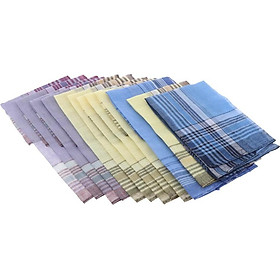 12Pack Mẫu Kẻ Sọc Nam Khăn Tay Cổ điển Pocket Vuông Hanky