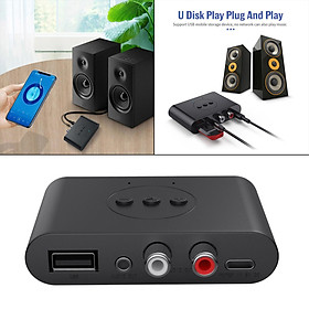 USB Bluetooth 5.0 Adapter 3.5mm & RCA Audio Receiver NFC U Disk Play for Car