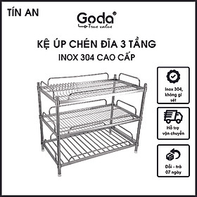 Kệ Inox 304 Úp Chén Dĩa 3 Tầng Goda - GD-116