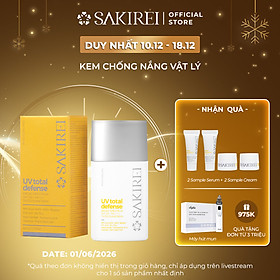 Chống nắng vật lý làm sáng mịn da Sakirei UV Total Defense Broad Spectrum SPF 50+ PA++++ Tinted Sunscreen