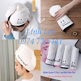 Mua Mũ quấn ủ tóc  khăn quấn ủ tóc nhanh khô(siêu tốc)thấm hút cute chất liệu vải mềm đẹp