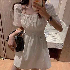 Đầm Dự Tiệc 2 Màu Trắng Đen Cổ Vuông Xinh Xắn