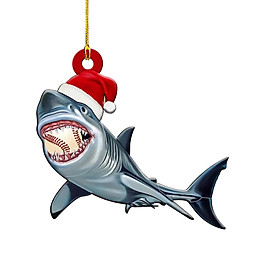 Christmas Tree Hanging Decorations, Creative Shark Pendant Christmas Tree Ornament, Car Accessories for Dining Room New Year Festival Decor