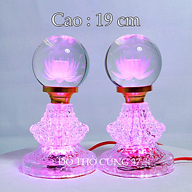 Mua ( Cao 19 cm ) Cặp Đèn Thờ Pha Lê Trái Châu