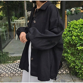 Áo khoác Kaki Nam Nữ Unisex - áo khoác Simple vải kaki tay dài form rộng