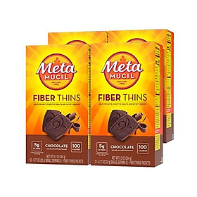 Metamucil Fiber Thins, Chocolate Flavored Dietary Fiber Supplement Snack with Psyllium Husk, 12 servings (Pack of 4)