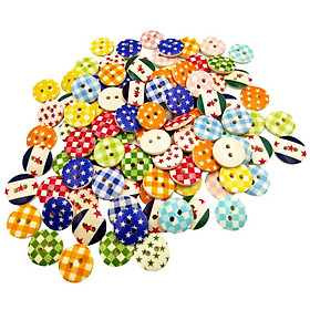 100pcs Wooden Round 2-Hole Buttons Flatback for Scrapbooking Sewing 15mm