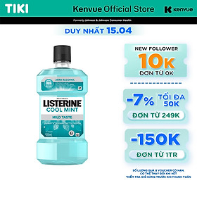 Nước súc miệng không cay giúp hơi thở thơm mát Listerine Cool Mint Zero Alcohol - Dung tích 100ml