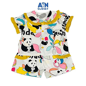 Bộ quần áo Ngắn bé gái hoạ tiết Gấu Trúc Vàng Cotton - AICDBGY6G2AU - AIN Closet