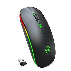 HXSJ T18 Dual Mode Mouse 2.4G Wireless Mouse BT Mouse Colorful Breathing Light Mute Mouse with Adjustable DPI for Laptop