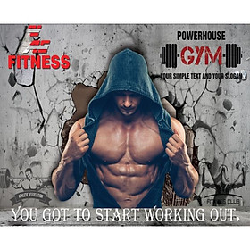 Mua Tranh dán tường 3d lụa kim sa có sẵn keo  trang trí phòng gym GY11
