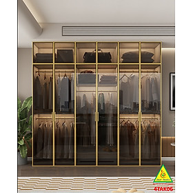 Mua Tủ quần áo gỗ MDF cánh kính cường lực khung nhôm 4TAK06 - Nội thất lắp ráp Viendong Adv
