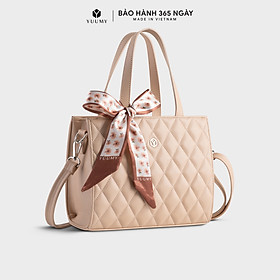 Túi Yuumy ( Thời trang nữ phối khăn thắt nơ size 25 - Túi xách da Seasand YTX45 ) - Kem