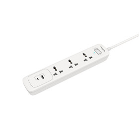 Ổ cắm điện Philips 3 lỗ 3 chấu, 1 cổng sạc USB + 1 cổng type C max 2.4A CHP4339WB/74 (2500W) - 3m