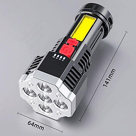 Mua Đèn Pin LED cầm tay siêu sáng 5 pha kèm pin sạc gắn sẵn bên trong  có đèn chiếu sáng rộng dùng khi mất điện