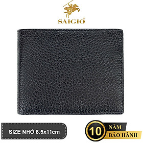 Bóp Nam Nhỏ Gọn Cao Cấp PEBBLED 2, Da Bò Siêu Bền Bỉ, Thiết Kế Đơn Giản, Dáng Ngang - Gập 2, Đựng Tiền và Thẻ ATM Tiện Dụng – Hàng Chính Hãng SAIGIO