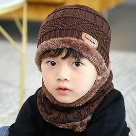 2 Cái/bộ Dệt Kim Khăn Mũ Trẻ Em Băng Đô Cài Tóc Turban Gọng Bò Bông Lông Mũ Bé Gái Bé Trai Thun Thu Đông Mềm Mại Ấm Áp nón Lưỡi Trai - elastic