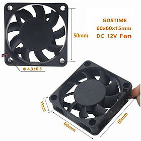 【 Ready stock 】Gdstime 1 Pcs 12V 6cm 60x60x15mm Computer Case Brushless DC Cooling Fan 60mm x 15mm Small Cooler Radiator 6015 0.1A