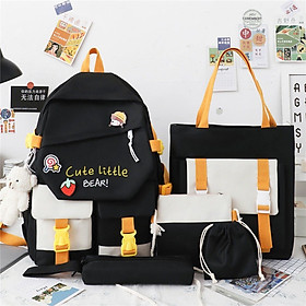 Set balo 4 món, Bao Thời Trang, Balo Chống Thấm Nam Nữ - Combo 4 Món Ulzzang Đi Học Cute Liitle