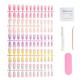 120pcs Colorful Fake Nails Tips Kit Wearable Natural False Nails Tips Full Cover Gradient Nail Tips for Nail Salons &