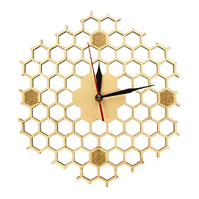 Hexagon Wood Wall Clock Silent  Wall Clocks Living Room Office Decor