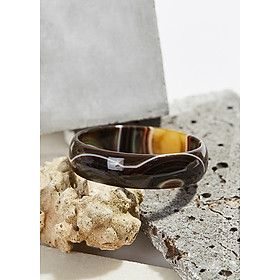 Vòng tay mã não vàng nâu bản hẹ - Ni