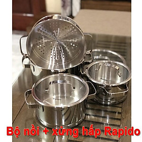 Mua Bộ nồi 3 chiếc kèm xửng hấp Rapido RK182024S-2
