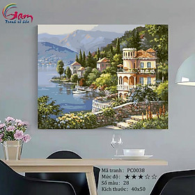Mua Tranh tự tô màu theo số sơn dầu số hóa Phong cảnh biển Địa Trung Hải mã PC0038