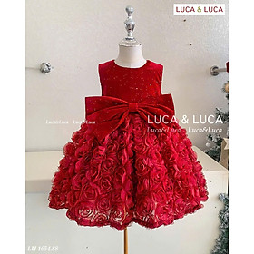 Đầm váy công chúa cho bé gái màu đỏ mặc lễ tết noel giáng sinh năm mới dự tiệc từ 10-40kg