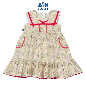 Đầm bé gái họa tiết hoa Hồng Xám Tezza cotton - AICDBGVZPAEM - AIN Closet