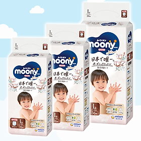 ( Combo 3) Tã/bỉm Moony Natural Bông Organic đủ size (NB/S/M/L/XL)