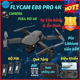 Mua Máy bay Flycam mini 4k giá rẻ Drone E88 Pro 2 camera kép kết nối WIFI 2.4GHZ  ĐỘ PHÂN GIẢI 4K  Bay cao 100m  nhào lộn 360 độ thích làm đồ chơi cho bé Tặng túi đựng chống sốc - Hàng chính hãng