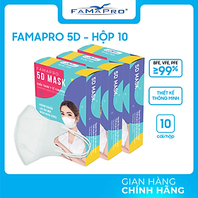 HỘP - FAMAPRO 5D MASK - Khẩu trang y tế kháng khuẩn 3 lớp Famapro 5D Mask