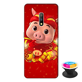 Ốp lưng dành cho điện thoại Realme X hình Heo Thần Tài  - tặng kèm giá đỡ điện thoại iCase xinh xắn - Hàng chính hãng