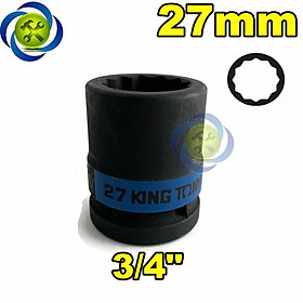 Tuýp 27mm 3 4 Kingtony 653027M loại ngắn 12 cạnh màu đen