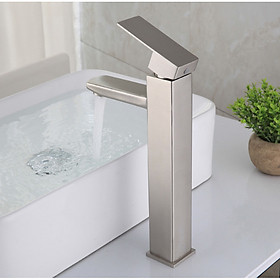 Mua Vòi chậu rửa mặt lavabo vuông nóng lạnh inox 304 cao 30cm - tặng kèm bộ dây cấp nước nóng lạnh