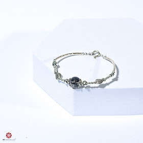 Lắc tay Thạch Anh Tóc đen 100% tự nhiên phối charm bạc thái cao cấp 92.5% đem lại may mắn, bình an, hợp mệnh Thủy, Mộc | VietGemstones 