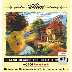 Bộ dây đàn Guitar Classic/ Classical Guitar String Set - Alice AC106 - Clear Nylon Plain String, Silver Plated Copper Alloy Winding - Hàng chính hãng
