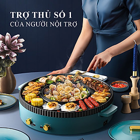 Mua Bếp lẩu nướng đa năng bề mặt chống dính hiệu quả an toàn  Bếp lẩu nướng 2 in 1 phù hợp với nhiều người ăn