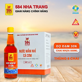 Hình ảnh Thùng 6 Chai Nước mắm Nhỉ Cá cơm 584 Nha Trang - 30 độ đạm - Chai Nhựa 500 ml