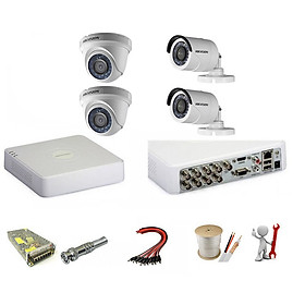 Mua Trọn bộ 4 camera Hikvision 1.0 Megapixel - Hàng chính hãng