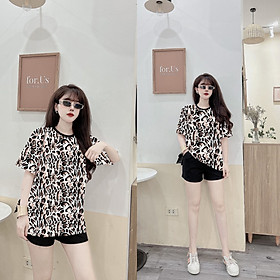 Đồ bộ đùi thun cotton họa tiết da beo