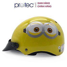 Mũ Bảo Hiểm Trẻ Em 1/2 Đầu Không Kính Protec KITTY Họa Tiết Minion Sinh Động, Dễ Thương