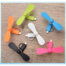 Mua Quạt nhựa mini 2 cánh cắm cổng sạc điện thoại nhỏ gọn  tiện lợi- giao màu ngẫu nhiên (Tặng móc khóa tô vít đa năng 3in1)