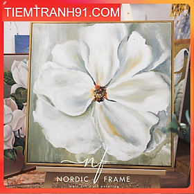 Mua Tranh sơn dầu cao cấp - NORDIC FRAME - Tranh Hoa Trắng  vẽ tay 100%  đẳng cấp và sang trọng  vẽ theo yêu cầu