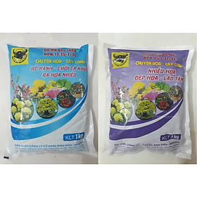 Mua Combo 02 loại Phân bón đầu trâu NPK 17-15-7+TE và 15-7-17+TE cao cấp gói 1KG chuyên hoa - cây cảnh giúp phát triển toàn diện cho hoa và cây cảnh