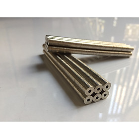 100 Viên nam châm đất hiếm NdFeB phi tròn 7x1mm lỗ tròn, lực từ cực mạnh, nam châm tròn trụ