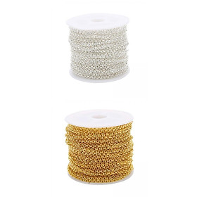 2Pcs 10m/roll 3mm Width Round Links Chain Necklace Bracelet Jewelry Making