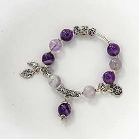 Vòng tay đá phong thủy thiên nhiên Thạch anh tím tốt cho mạng Hỏa - Thổ VT065